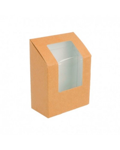 Boite wrap en papier kraft avec fenetre transparent  l9,2 × l5,1 × h9,2 cm x500